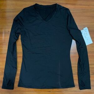 plain black v neck long sleeve